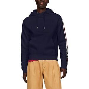 Tommy Hilfiger Mens Monotype Stripe Hoodie Sweatshirt, Blue, 2XL, DM